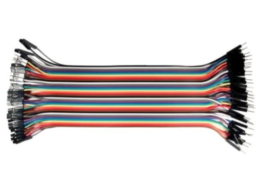 Kable do płytek stykowych, męsko-żeńskie 40szt, dł.20cm złocone multikolor