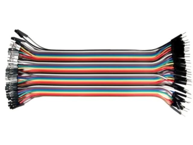 Kable do płytek stykowych, męsko-żeńskie 40szt, dł.20cm złocone multikolor