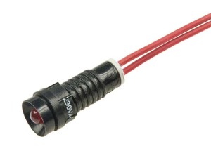 Kontrolka LED 230V 5mm czerwona, wklęsła, z przewodem; KLP-5