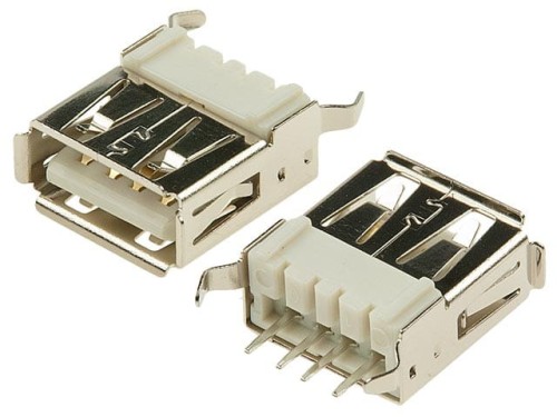 Gniazdo USB A, pionowe, THT