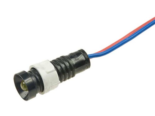 Kontrolka LED 12...24V 5mm żółta, wklęsła, z przewodem