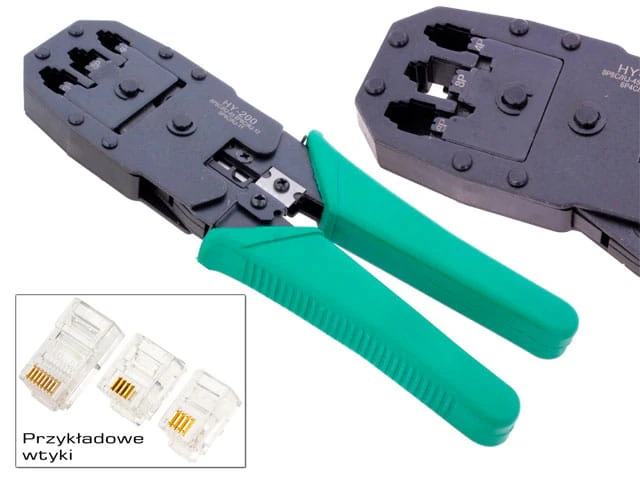 Zaciskacz wtyków telefonicznych RJ11, RJ12, RJ45 HT200.