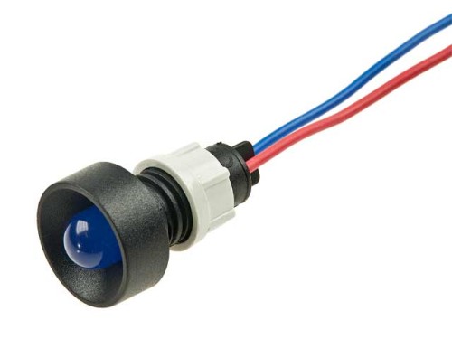 Kontrolka LED 12...24V 10mm niebieska, wklęsła, z przewodem