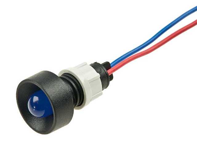 Kontrolka LED 12...24V 10mm niebieska, wklęsła, z przewodem