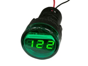 Woltomierz panelowy LED 60V-500V, zielony, okrągły fi-28mm