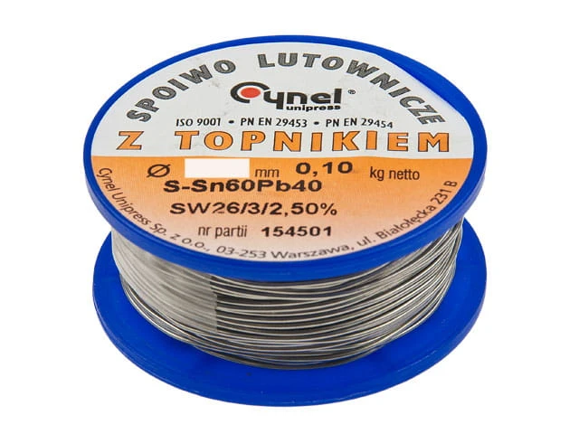 Cyna 0,7mm 100g, lutownicza z topnikiem