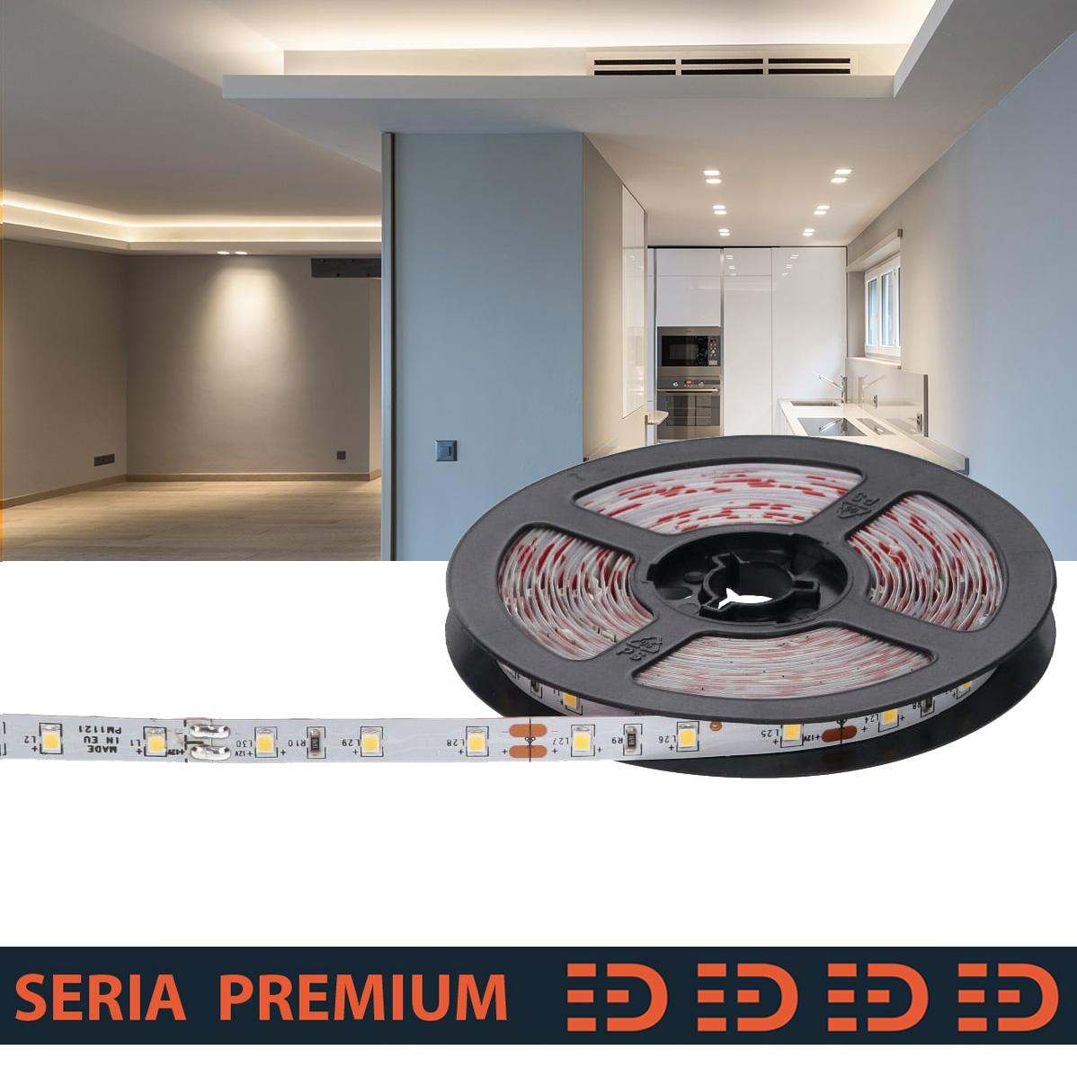 Taśma LED biała zimna 6000K hermetyczna, Premium CRI90, 12V 5,2W 60LED/m, krążek 5m