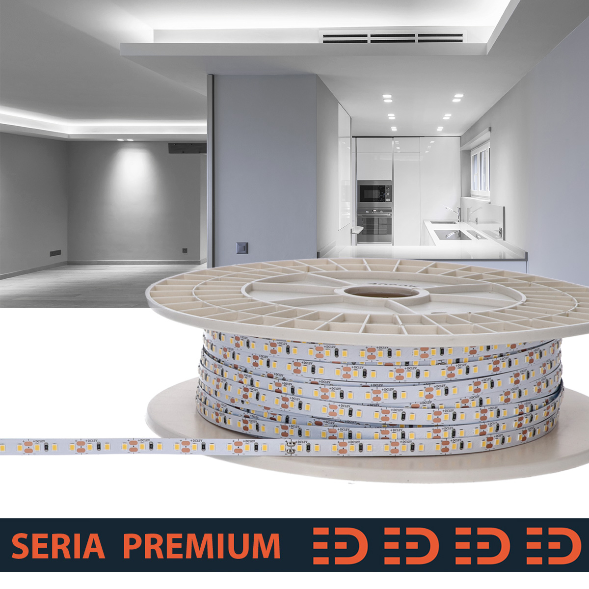 Taśma LED biała neutralna 4000K, Premium CRI90, 12V 120xSMD2835/m