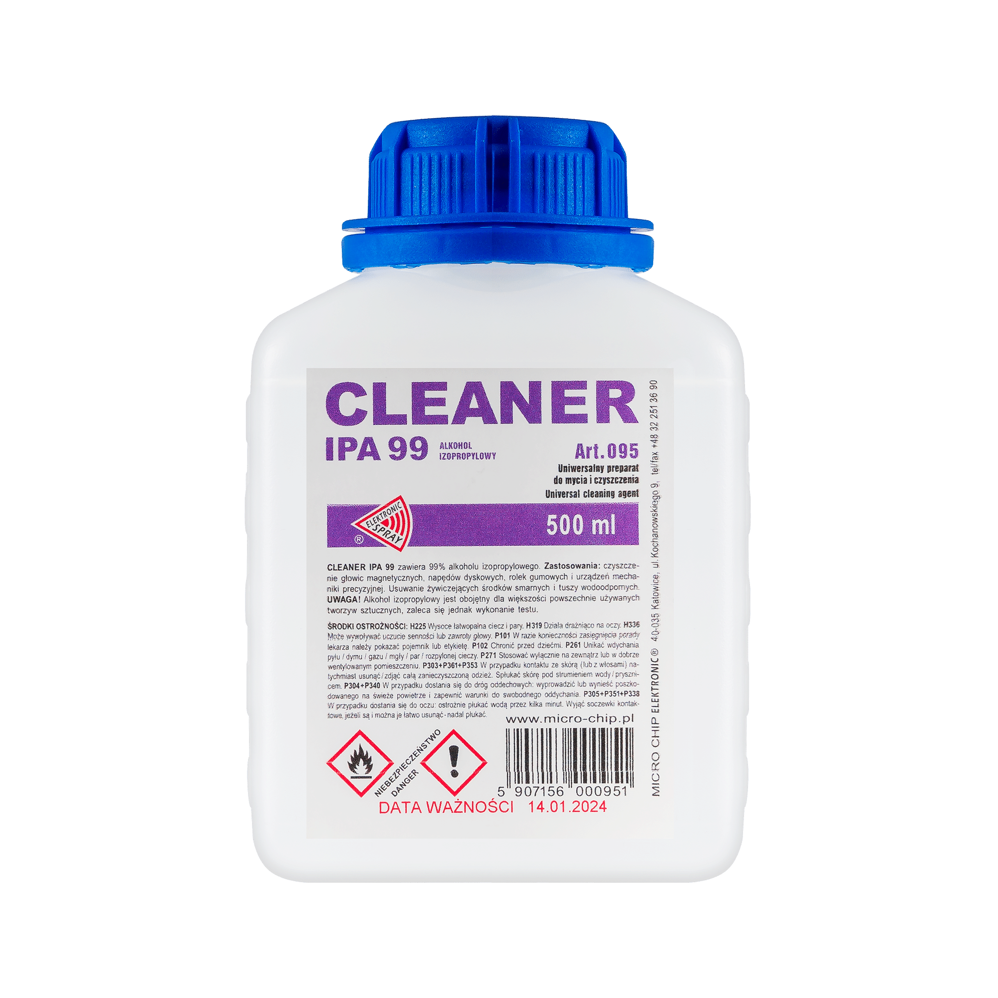 Alkohol izopropylowy CLEANER IPA 99 500ml, płyn; Micro Chip Elektronic