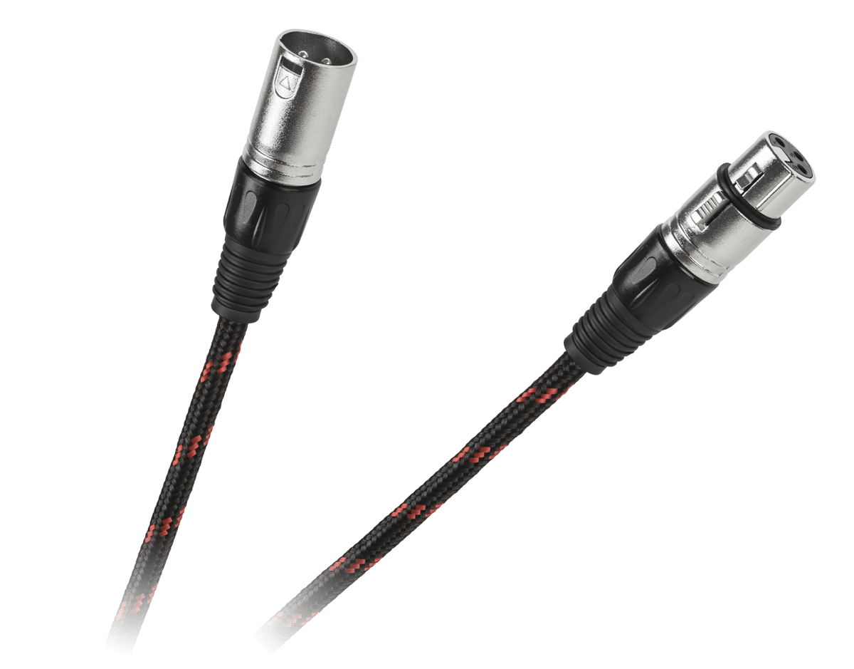 Kabel wtyk XLR - gniazdo XLR (przedłużacz mikrofonowy) 3m, czarny, oplot